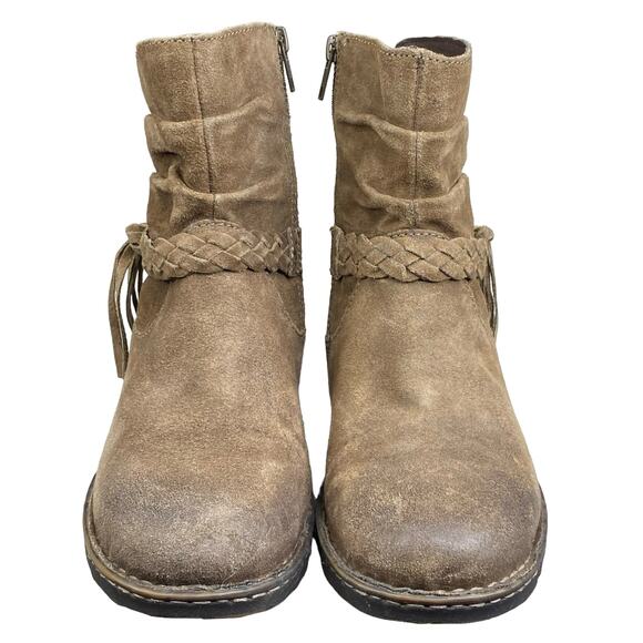 Born Women's Ouvea Brown Leather Braided Ankle Boots Size US 9 - Picture 7 of 11